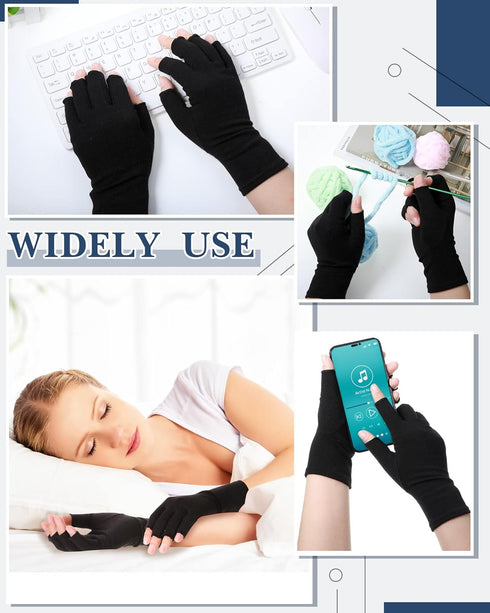 SATINIOR 5 Pairs Arthritis Compression Gloves Fingerless Compression Glove Pain Relief Glove for Arthritis Men Women(Medium)...